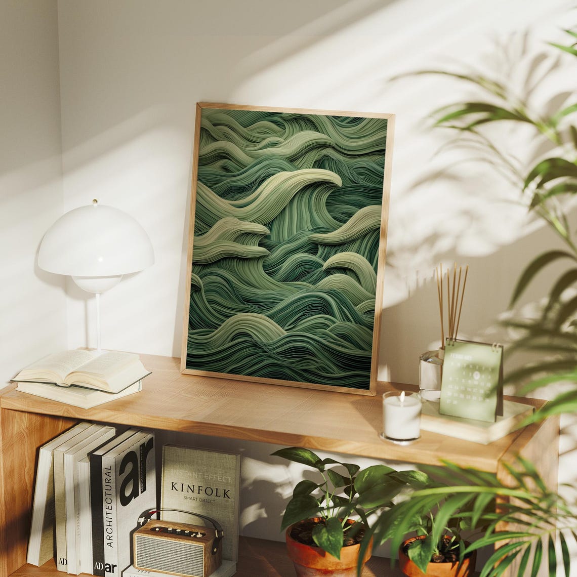 Verdant Waves Abstract Flow Art Print