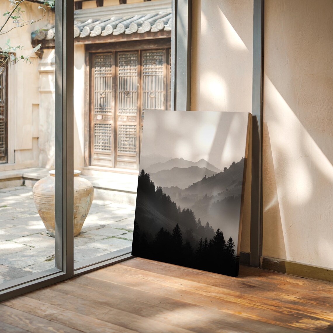 Black And White Mountain Landscape, Wall Art Print