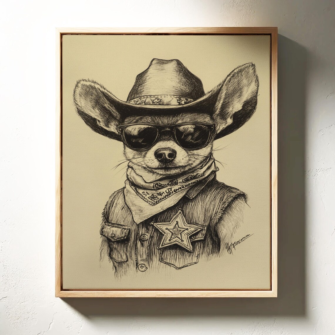 Cowboy Chihuahua Sheriff Dog Wearing Sunglasses Funny Poster - Image 3