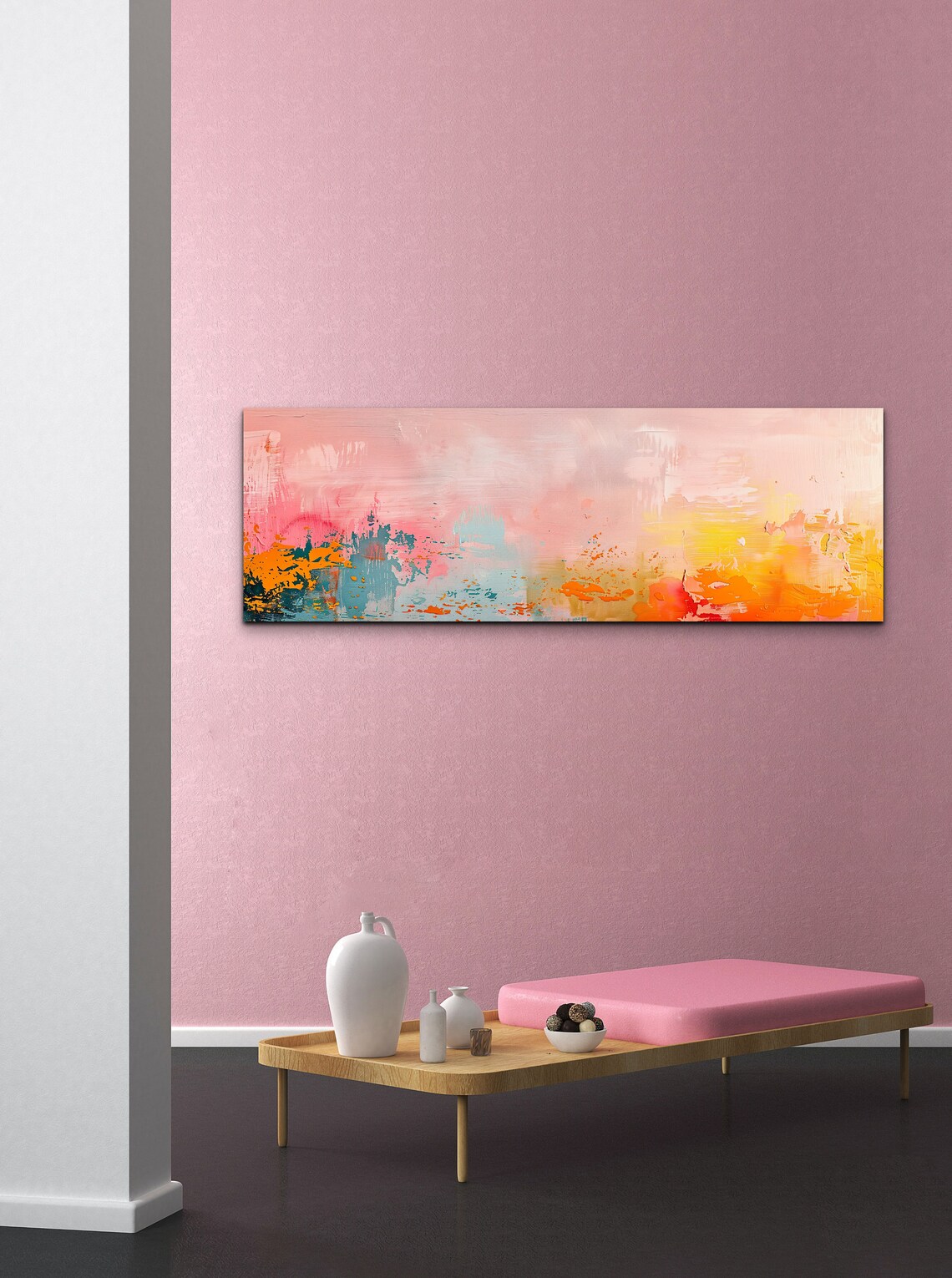 Panoramic Abstract Pink Color Swatch Art Print - Image 4