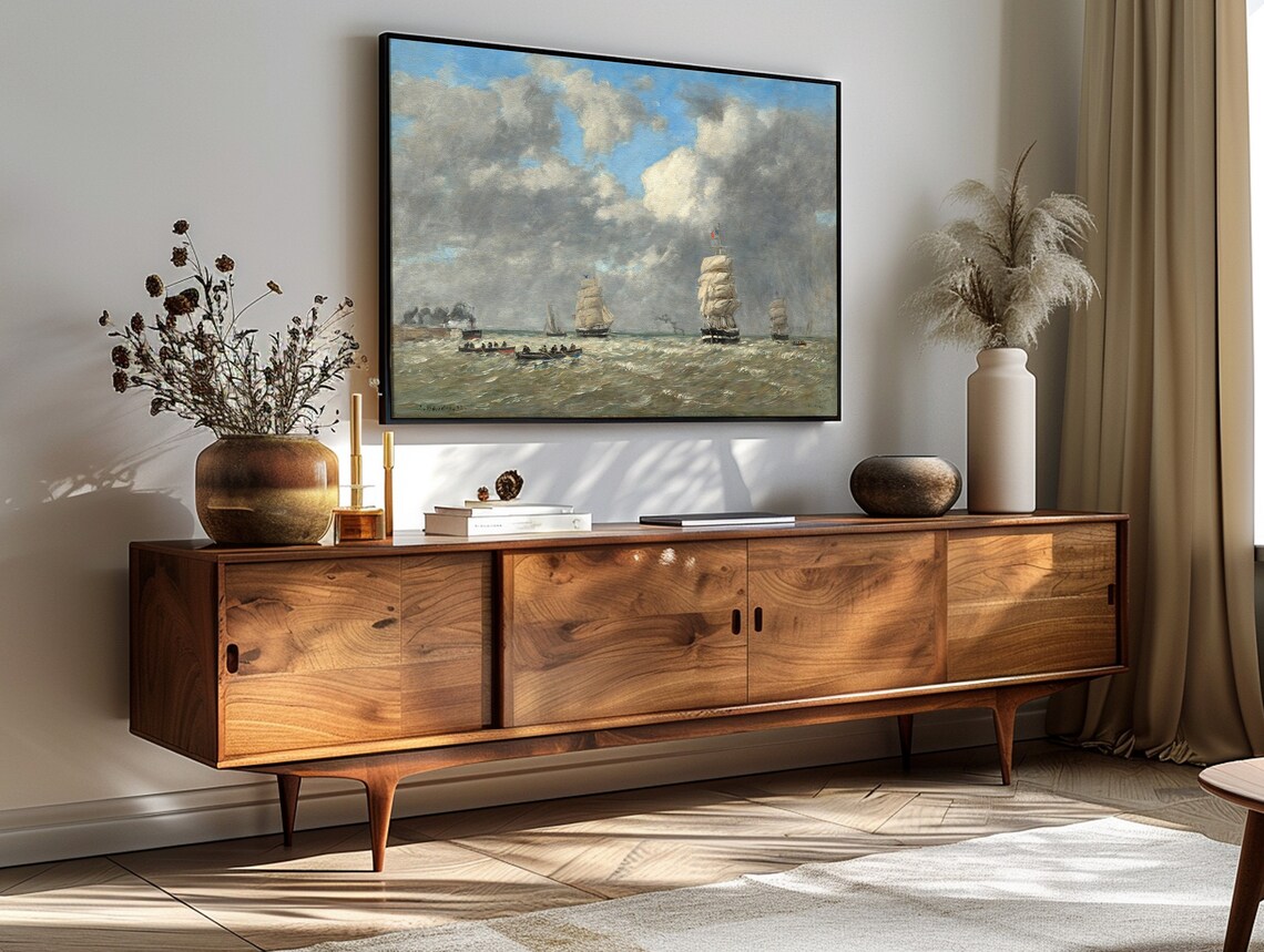 Eugene Boudin Le Havre Tall Ships Vintage Seascape Oil Art Poster - Image 3