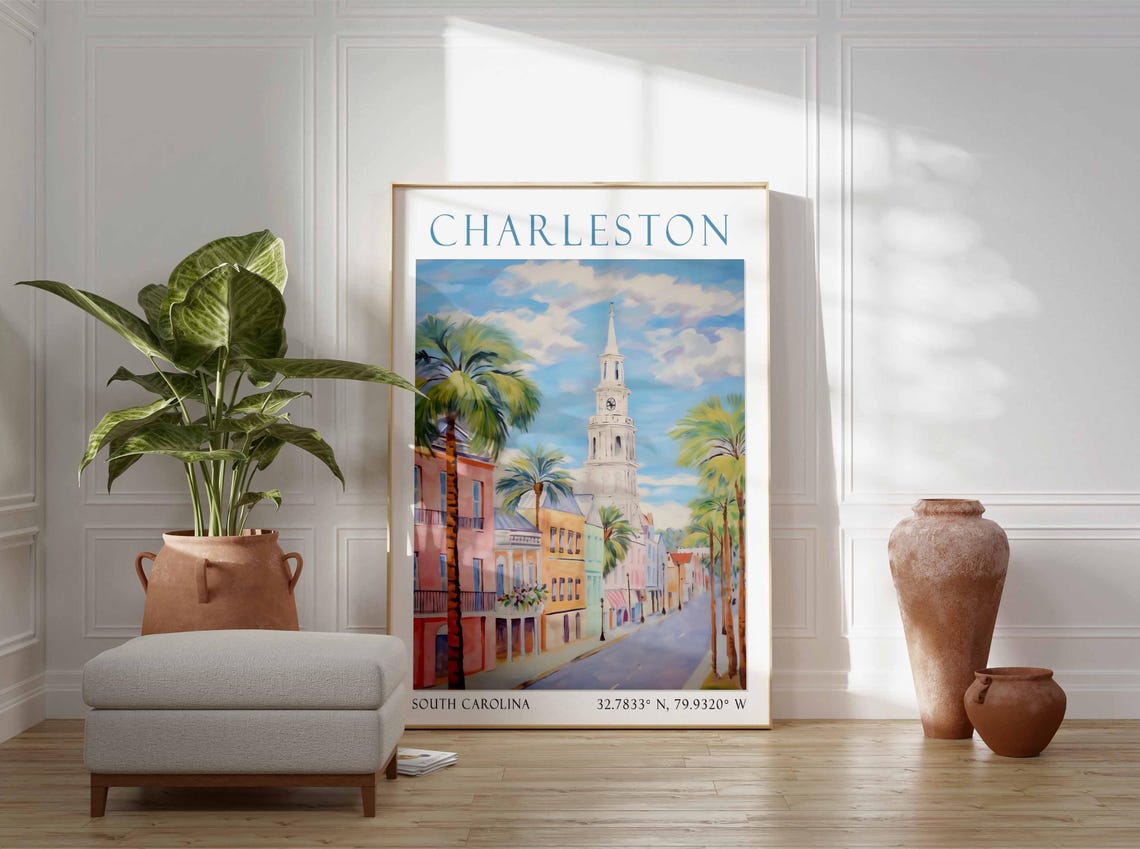 Charleston South Carolina Poster South Carolina Charleston Travel Wall Art Poster Personalised Gift Travel Gifts - Image 2