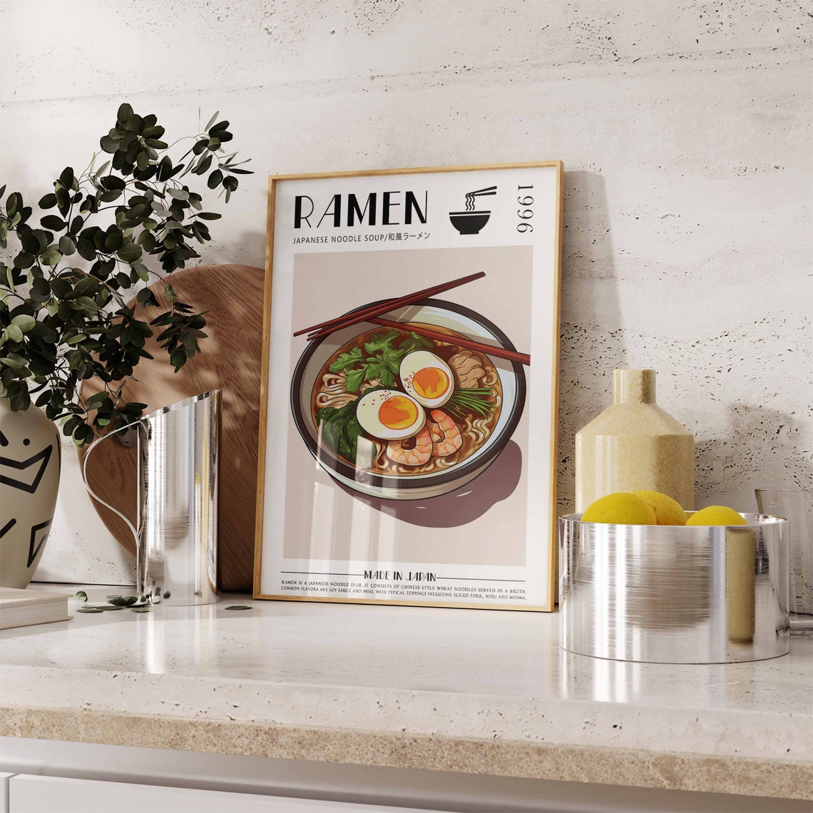 Japanese Ramen Bowl Chopsticks Across Noodle Soup Food Poster - Image 3