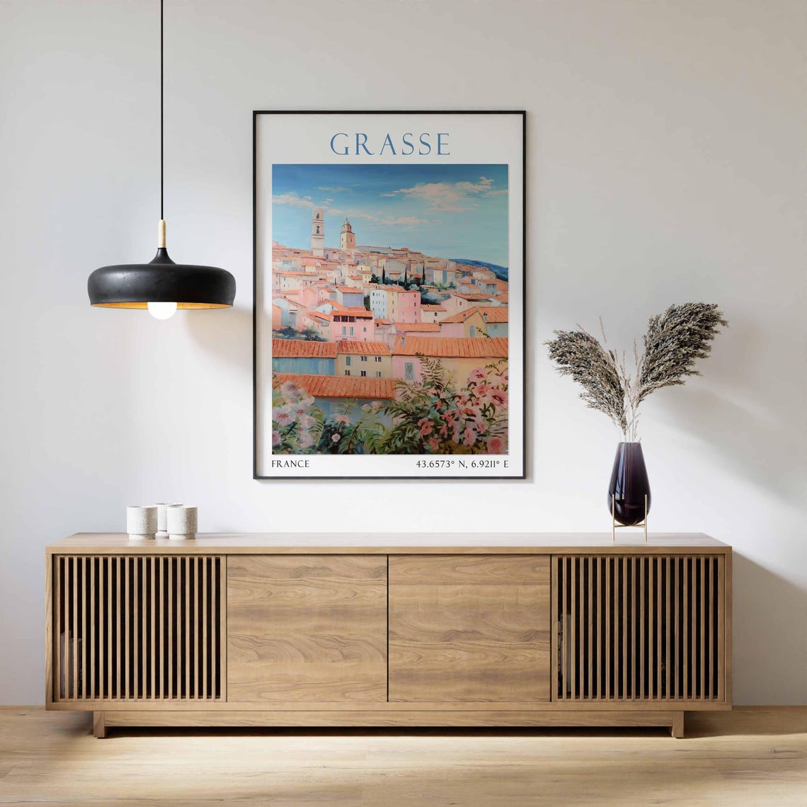 Grasse France Hilltop Town Terracotta Rooftops Travel Poster - Image 2
