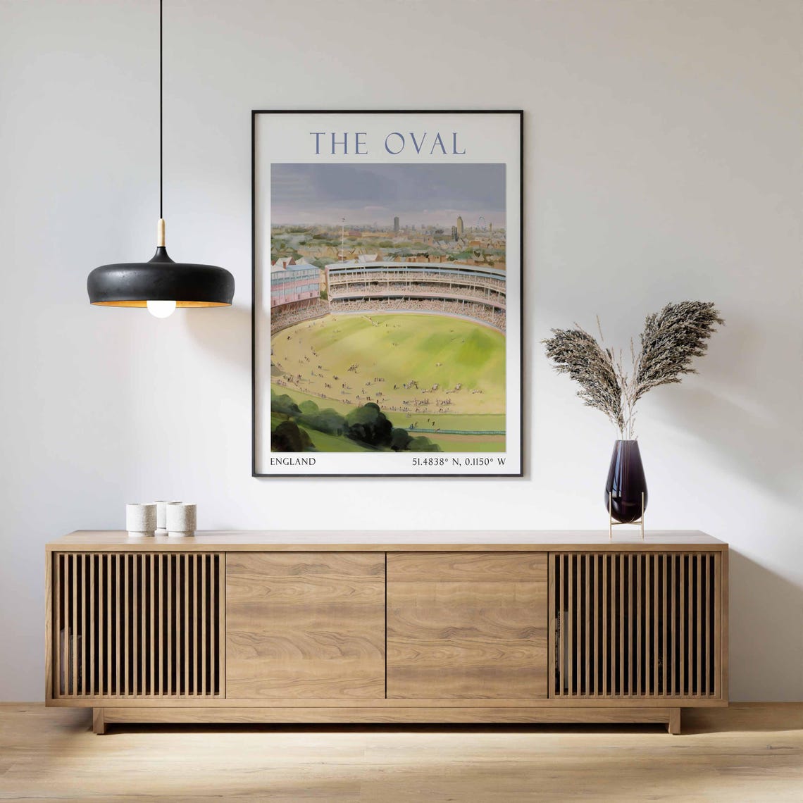 The Oval Cricket Stadium London Match Watercolor Sports Poster - Image 2