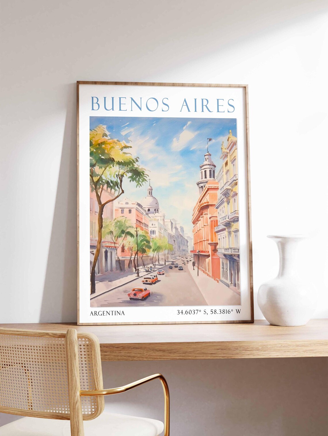 Buenos Aires Argentina Wide Avenue Classic Cars Domes Poster