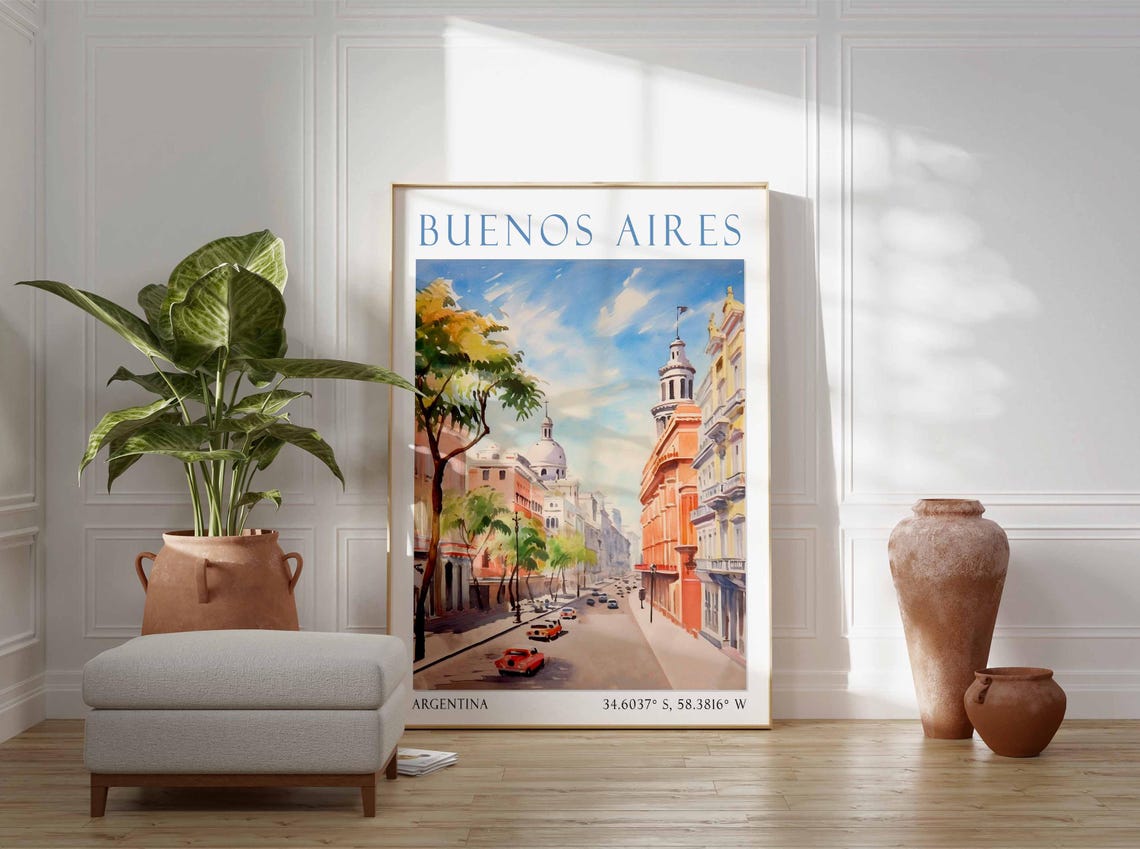Buenos Aires Travel Poster Argentina Travel Print Argentina Travel Art Travel Poster Colourful Travel Decor Travel Gift - Image 3
