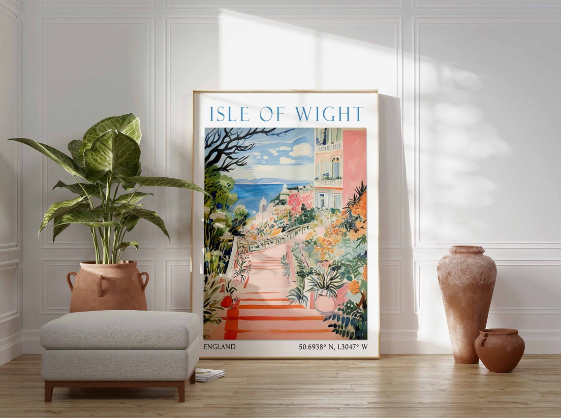 Isle Of Wight Travel Print Isle Of Wight Travel Poster England Wall Art Coastal Print English Wall Art Travel Gift Seaside Wall Art - Image 2
