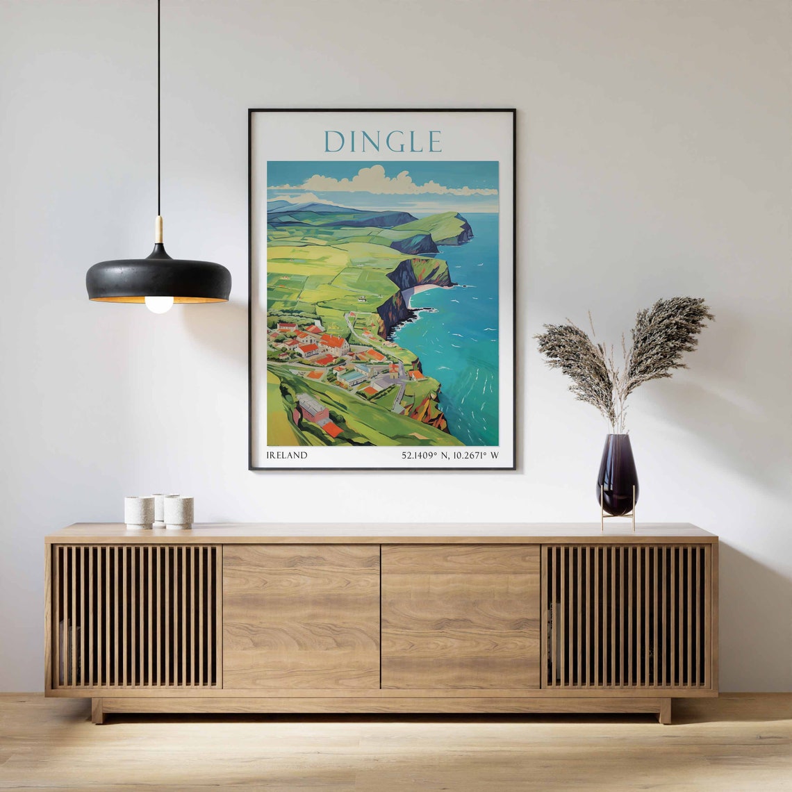 Dingle Ireland Panoramic Green Hills and Coastal Town View Poster - Image 3