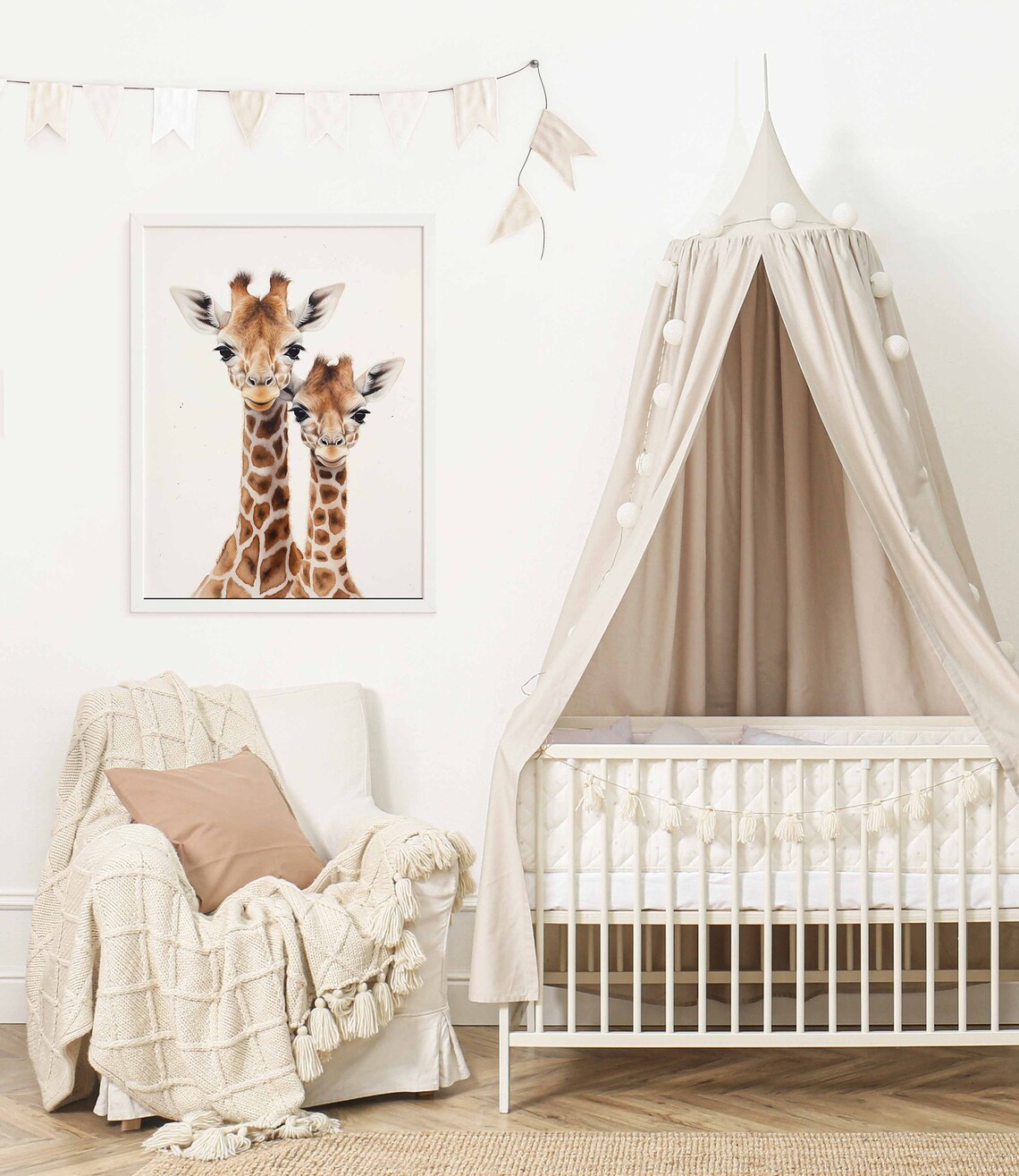 Two Cute Baby Giraffes Watercolor Poster for Kids Nursery Decor - Image 2