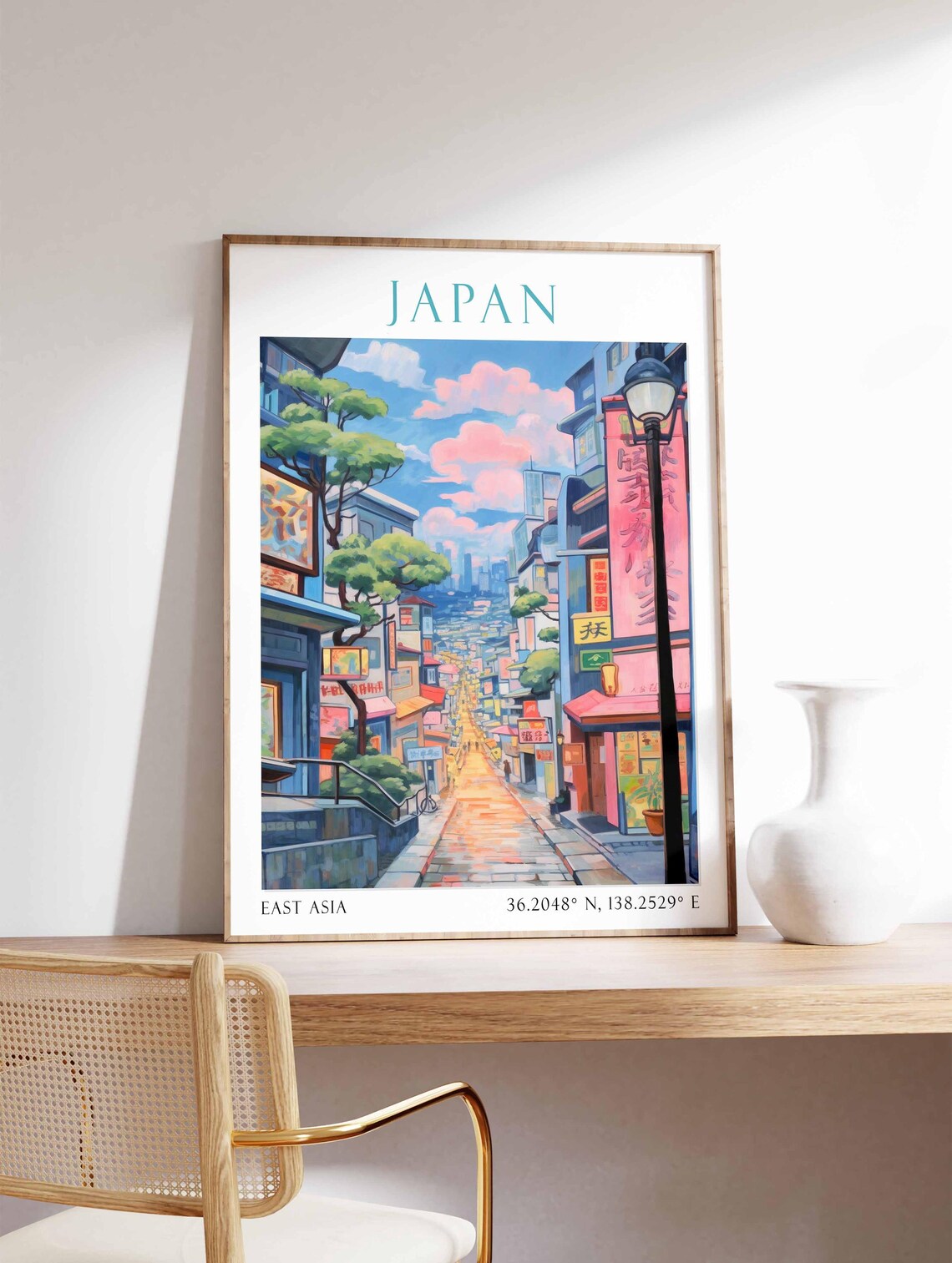 Tokyo Japan Manga Style Street Scene Anime Cityscape Travel Poster