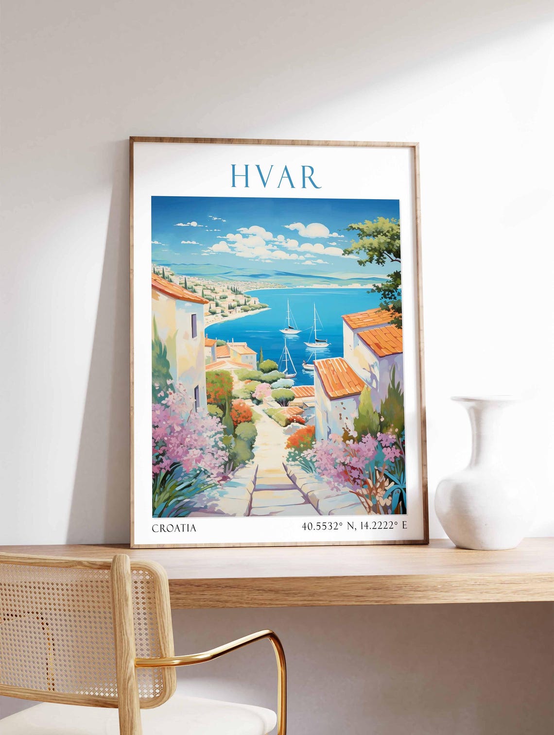 Hvar Poster Croatia Travel Print European Decor Europe Travel Poster Hvar Wall Art Sea Print Hvar Gift Hvar Travel Poster - Image 4