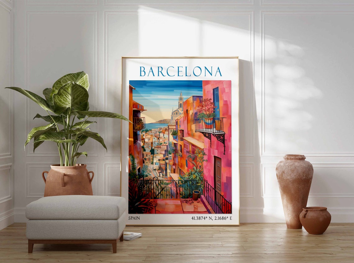 Barcelona Travel Print Barcelona Travel Poster Spain Travel Decor European Travel Decor Spain Travel Wall Art Barcelona Travel Gift - Image 2