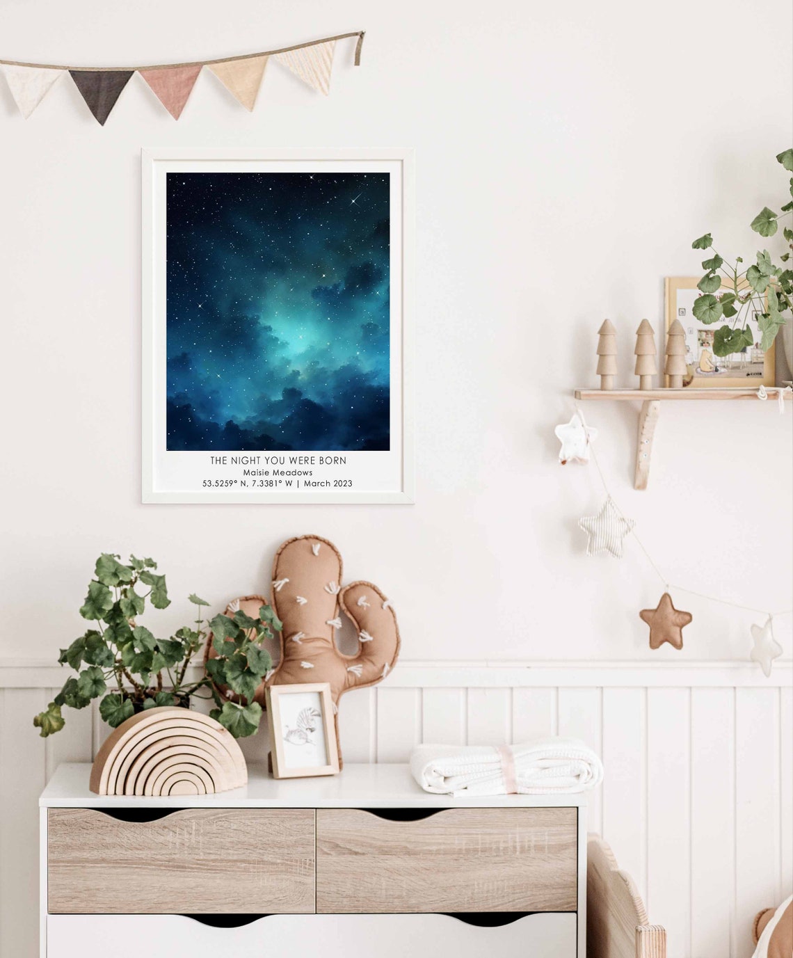 Personalized New Baby Night Sky Star Map Birth Keepsake Poster - Image 2