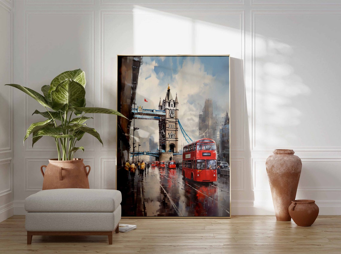London Travel Poster Vintage Wall Art Tower Of London London Bus Vintage London Print Tower Bridge England Art - Image 3