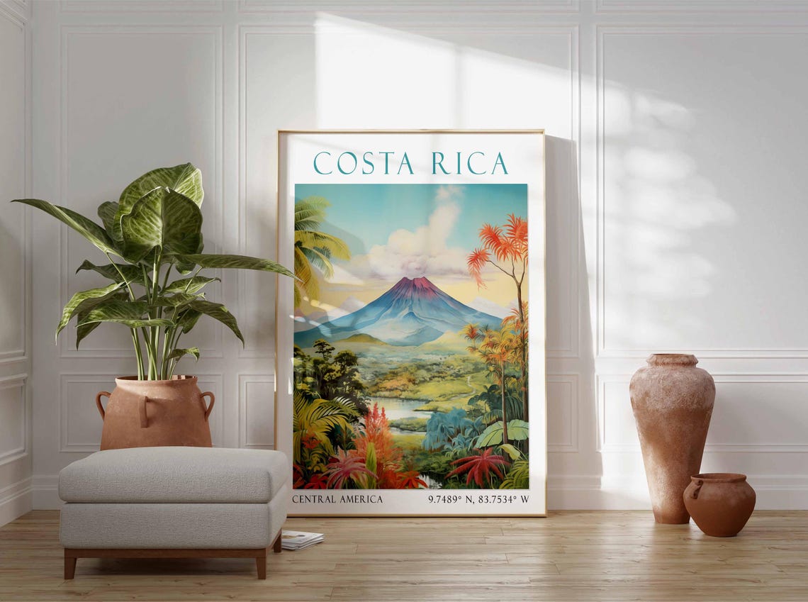 Costa Rica Travel Print Central America Print Home Decor Wall Art Birthday Gift Costa Rica Travel Print Costa Rica Poster - Image 3