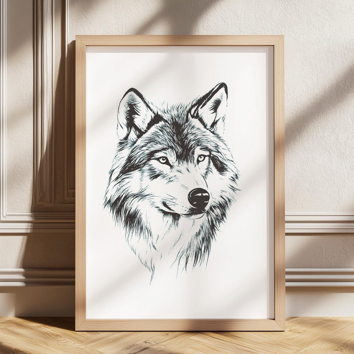 Wolf Head Ink Sketch Vintage Wildlife Animal Drawing Art Poster
