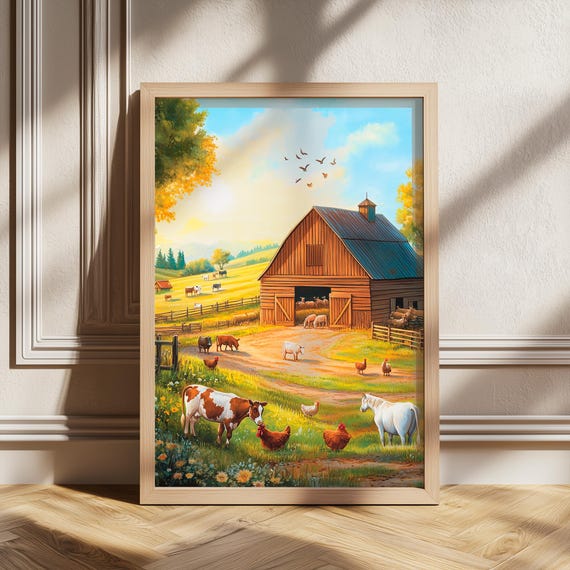 Retro Farm Prints Animals Poster Western Style Print Farmhouse