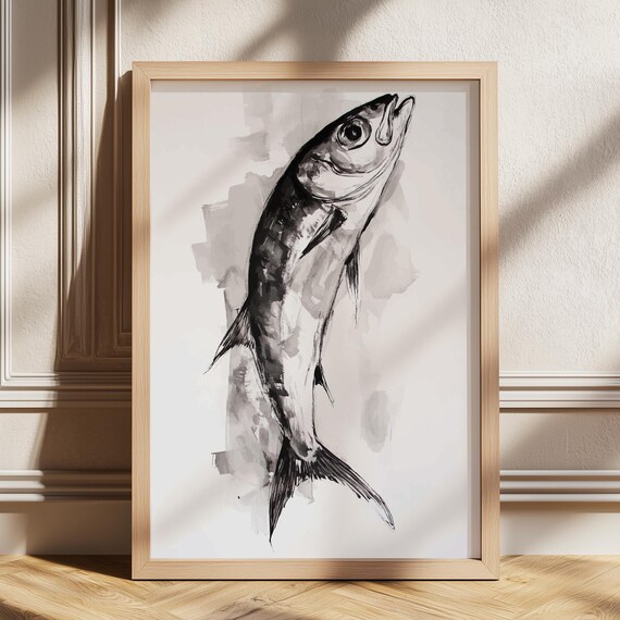 Sardines Print Sardine Tin Vintage Poster Retro Wall Art Fish Eclectic Colorful Kitchen Maximalist