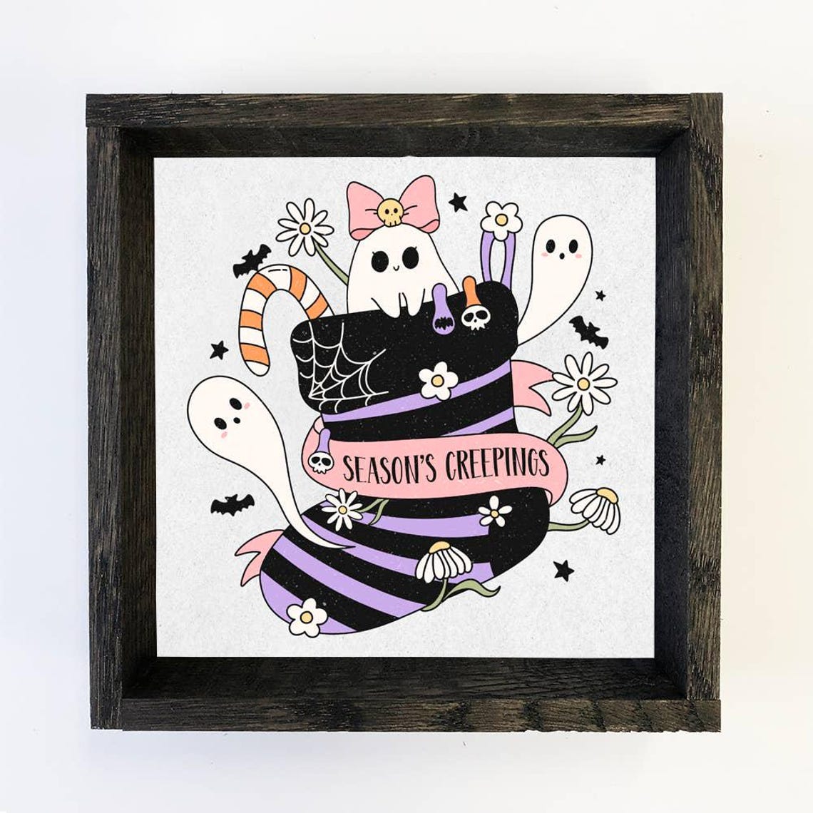 Seasons Creepings Pastel Ghost Witch Hat Halloween Decor Poster