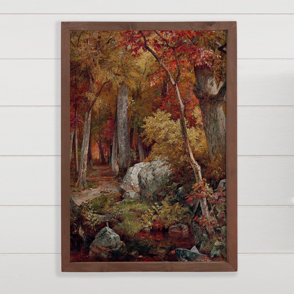 Fall Painting October Autumn Canvas Art Framed Nature Artwork