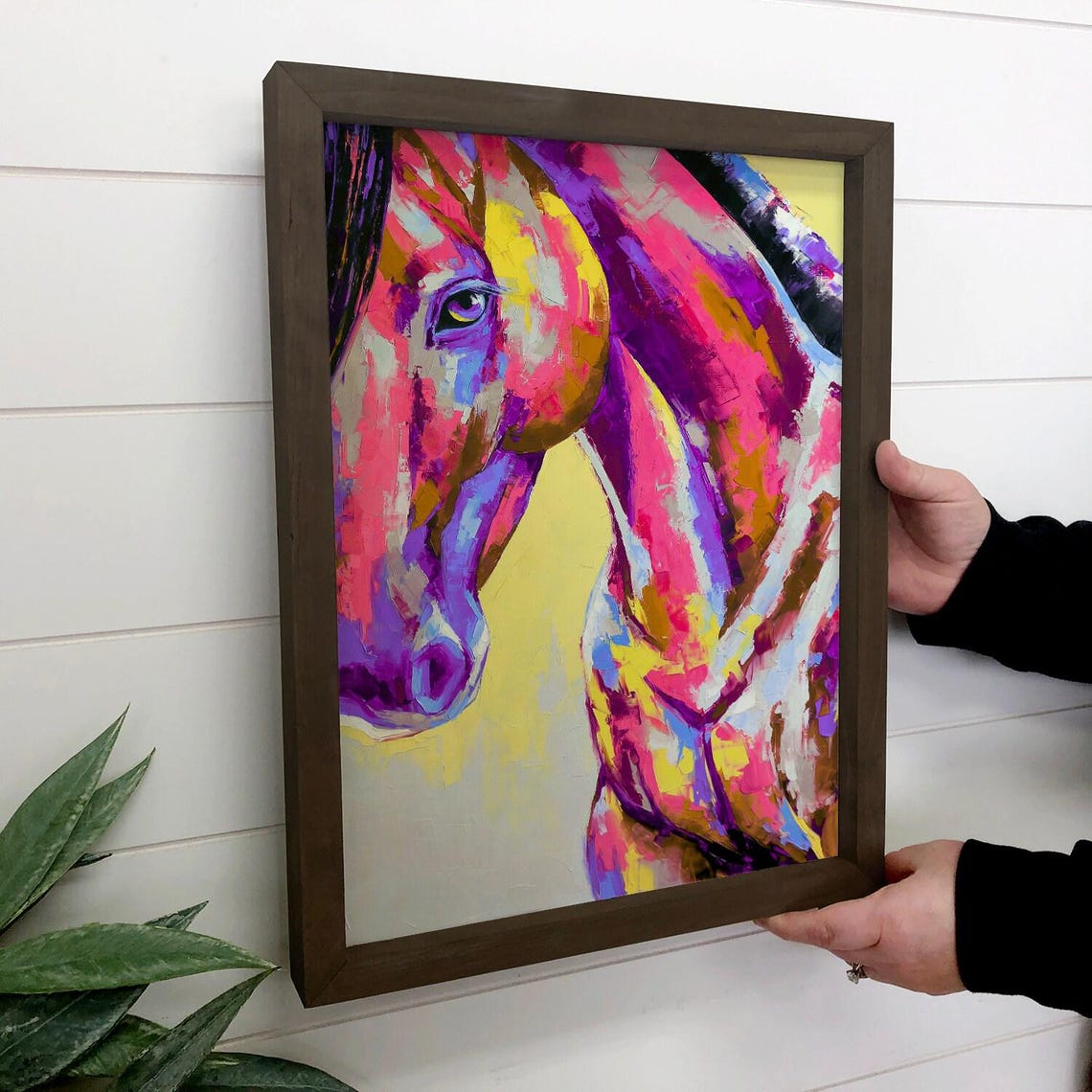 Colorful Abstract Horse Portrait Pink Purple Painting Poster