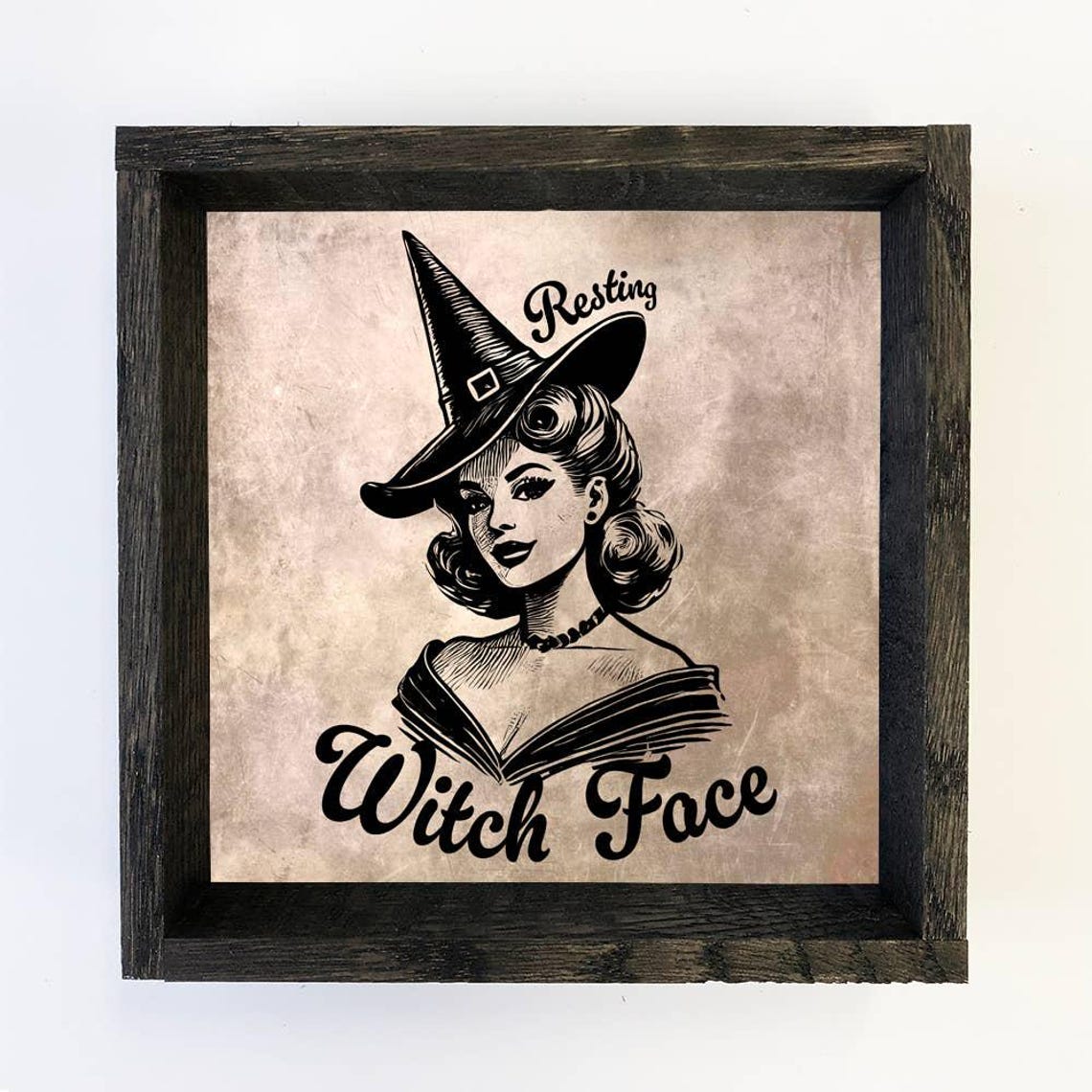 Resting Witch Face Pin Up Girl Halloween Canvas Art