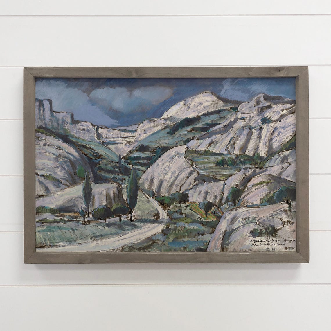 Saint Guilhem le Desert White Cliffs French Village Art Poster