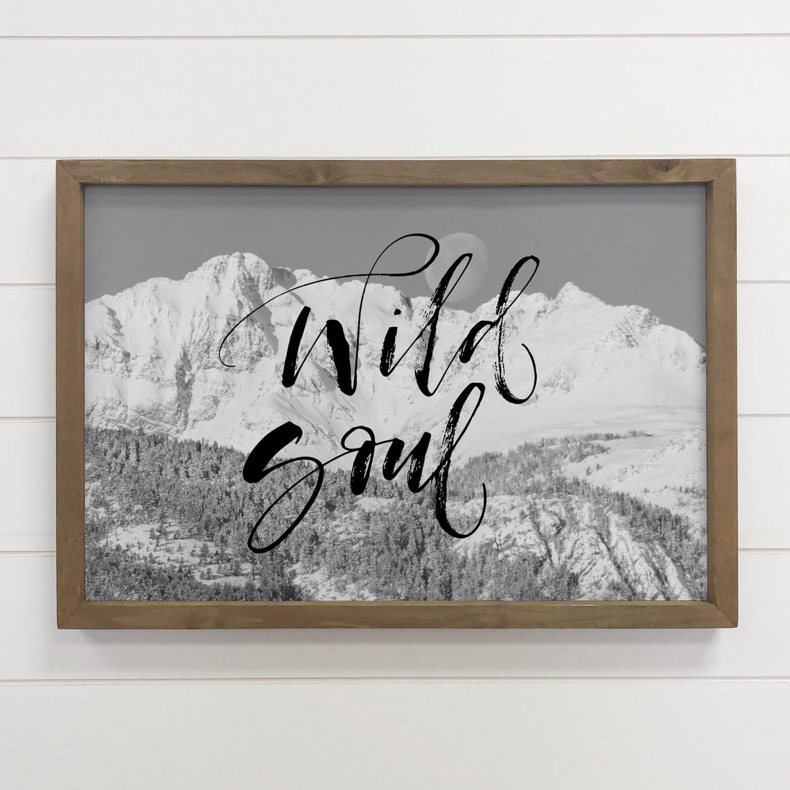 Mountain Quote Wild Soul Mountains Nature Word Art Framed Canvas