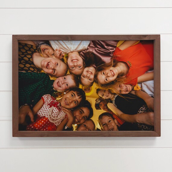 Personalized Group Photo Print Rustic Wood Frame Keepsake Gift