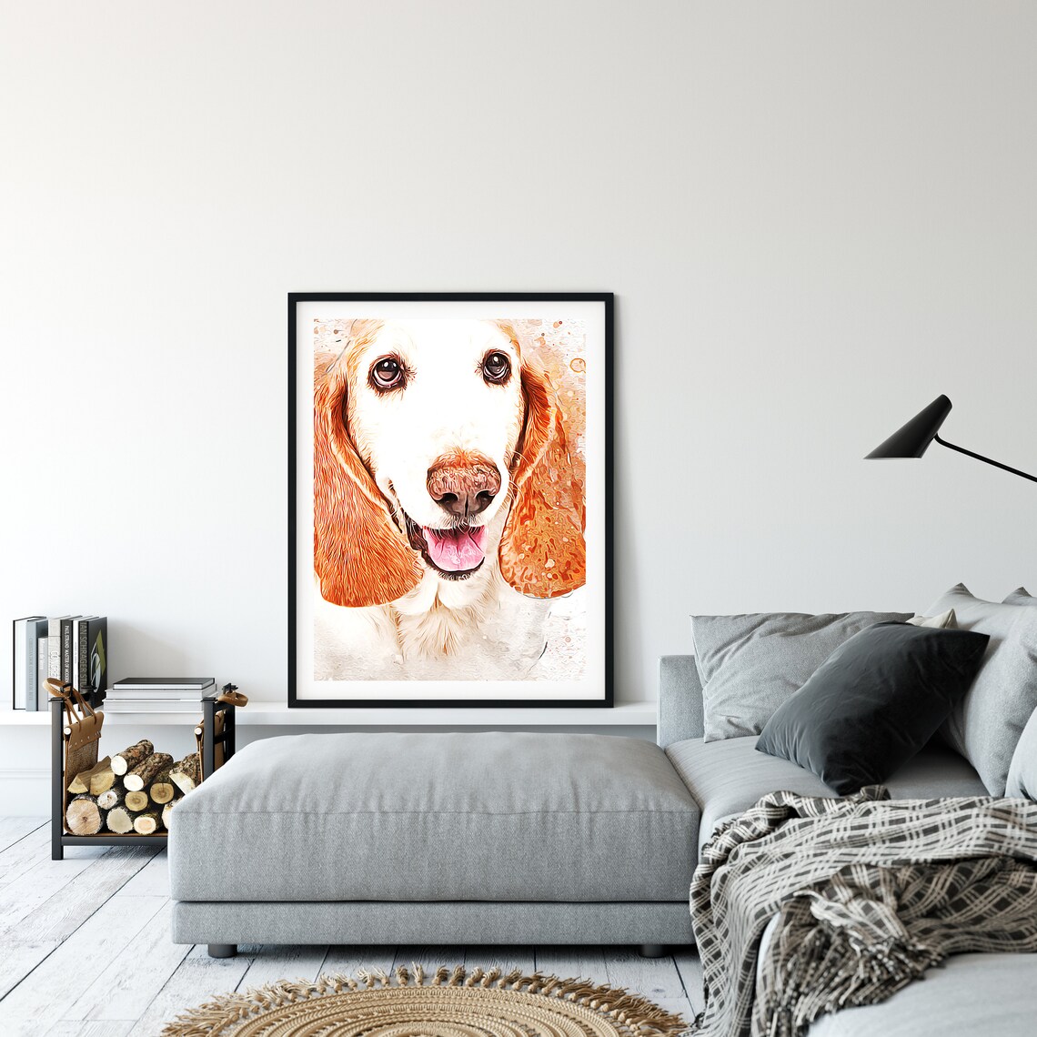 Brown and White Puppy Watercolor Portrait Close Up Dog Print - Image 3