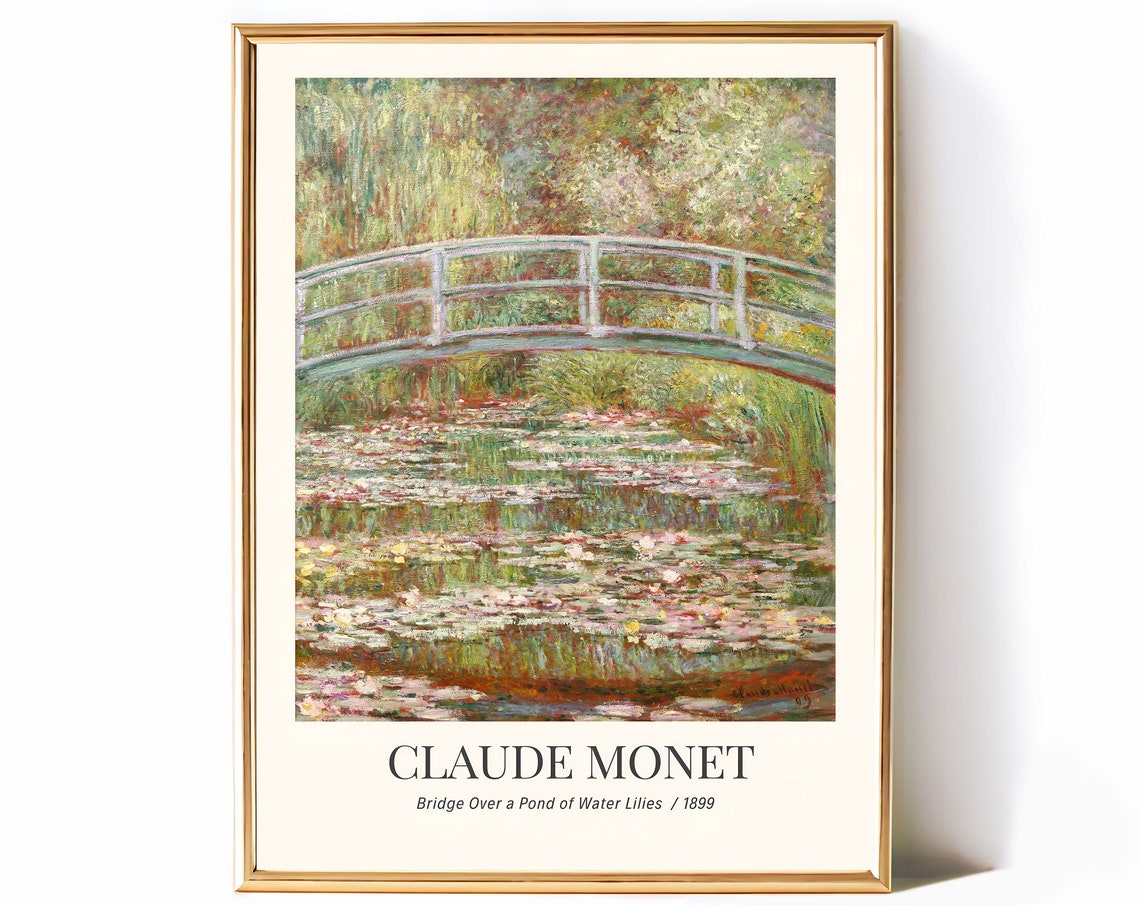 Claude Monet Bridge Over a Pond of Water Lilies Impressionist Poster