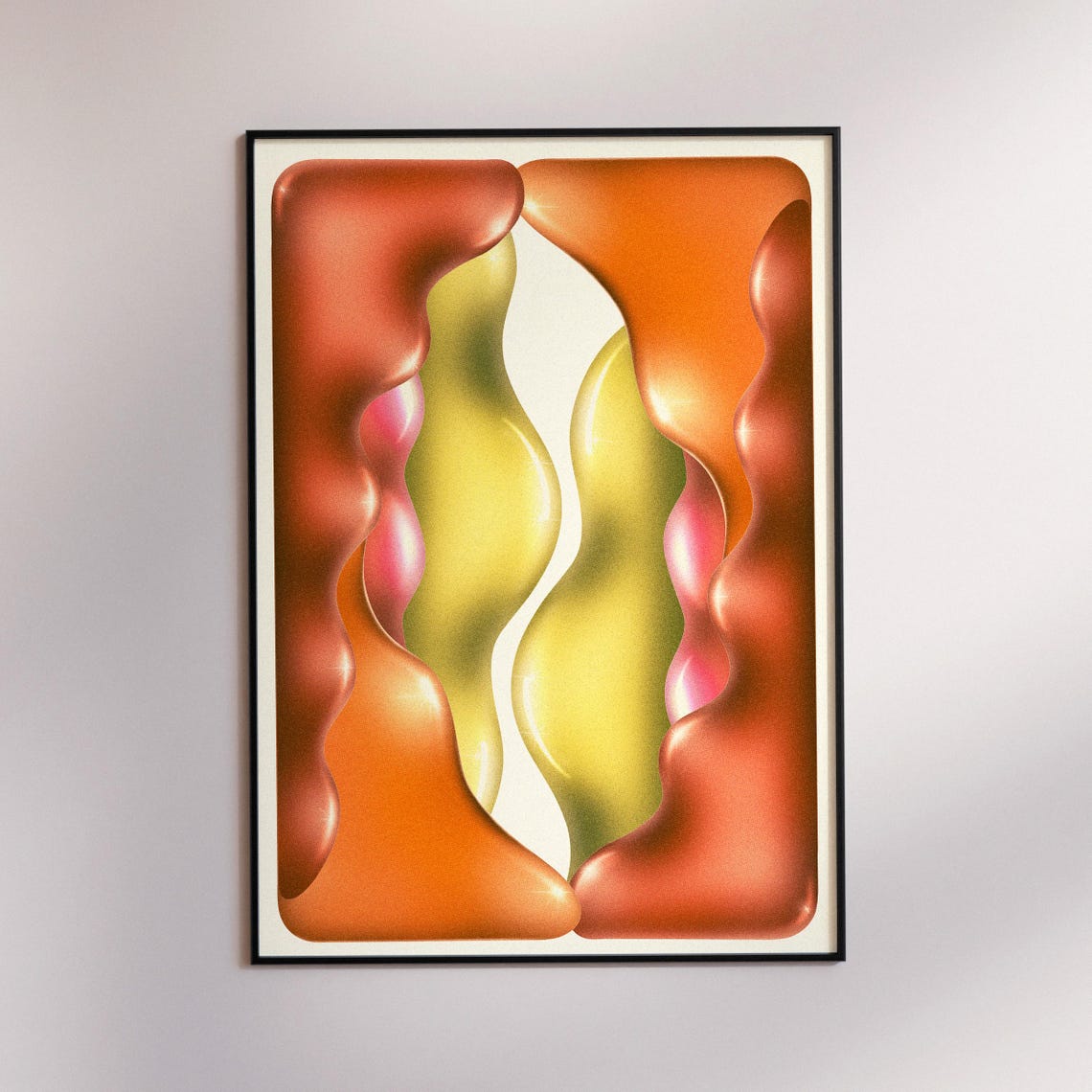 Colorful Glossy Wavy Abstract Forms Modern Dorm Decor Art Print