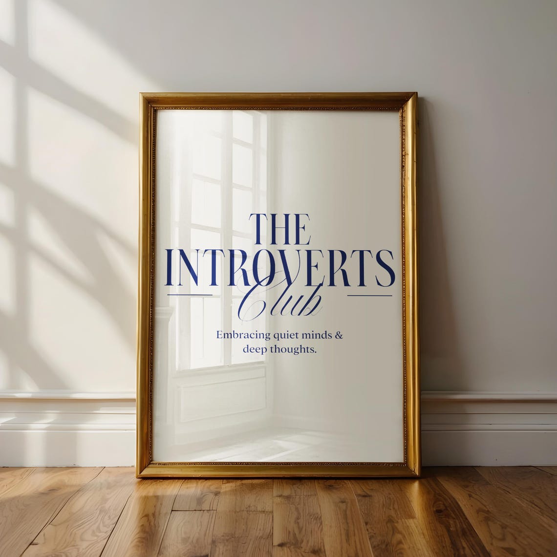 The Introverts Club Quiet Minds Deep Thoughts Navy Typography Print - Image 2