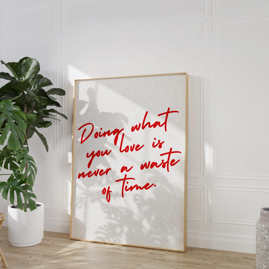 Doing What You Love Red Script Inspirational Typography Quote Wall Art - Image 2