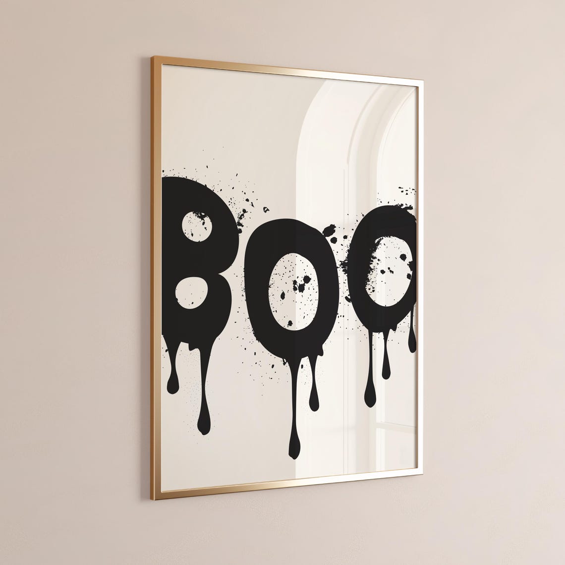 Boo Graffiti Drip Lettering Minimalist Black Halloween Wall Poster - Image 3