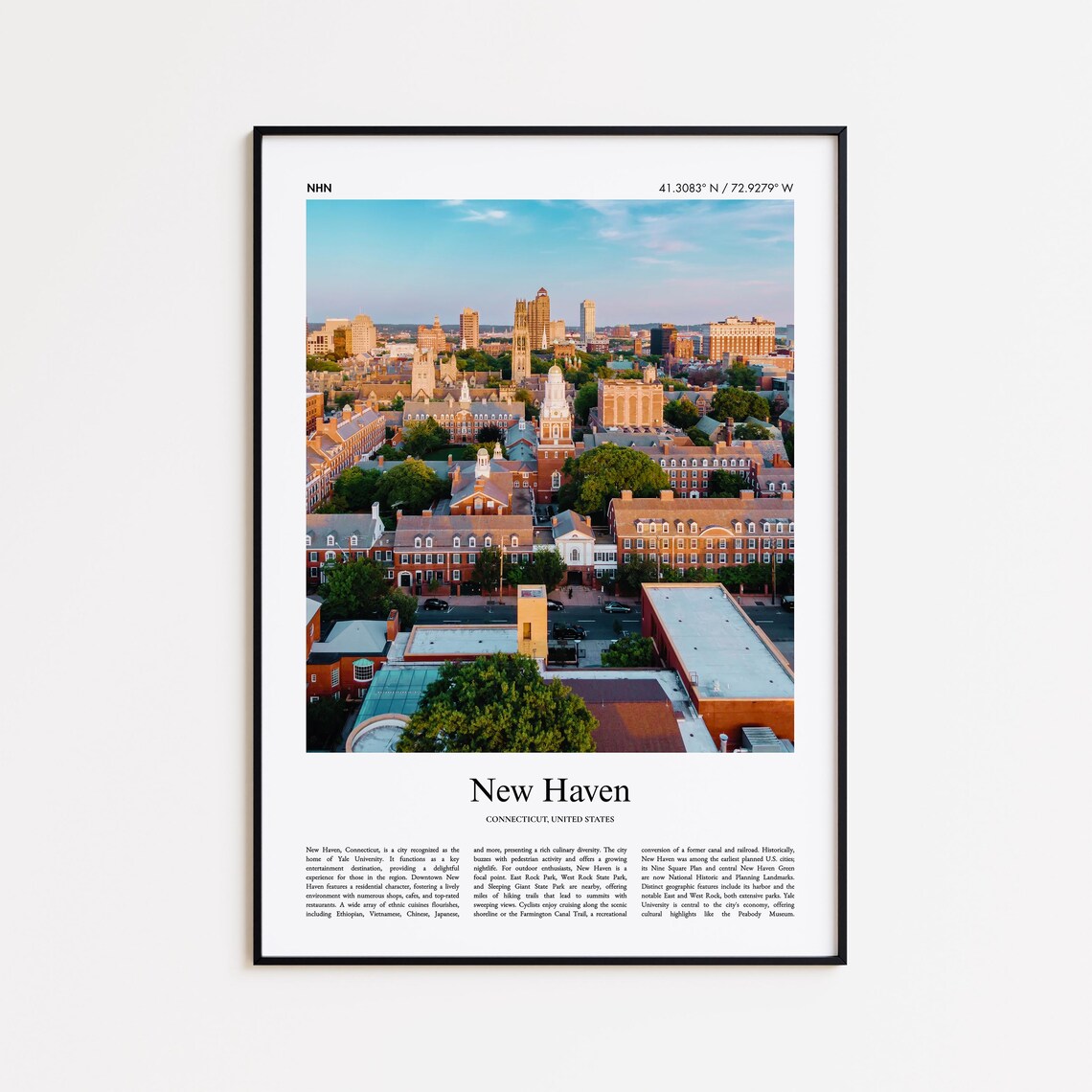 New Haven Connecticut Yale Campus Aerial View Real Photo Poster