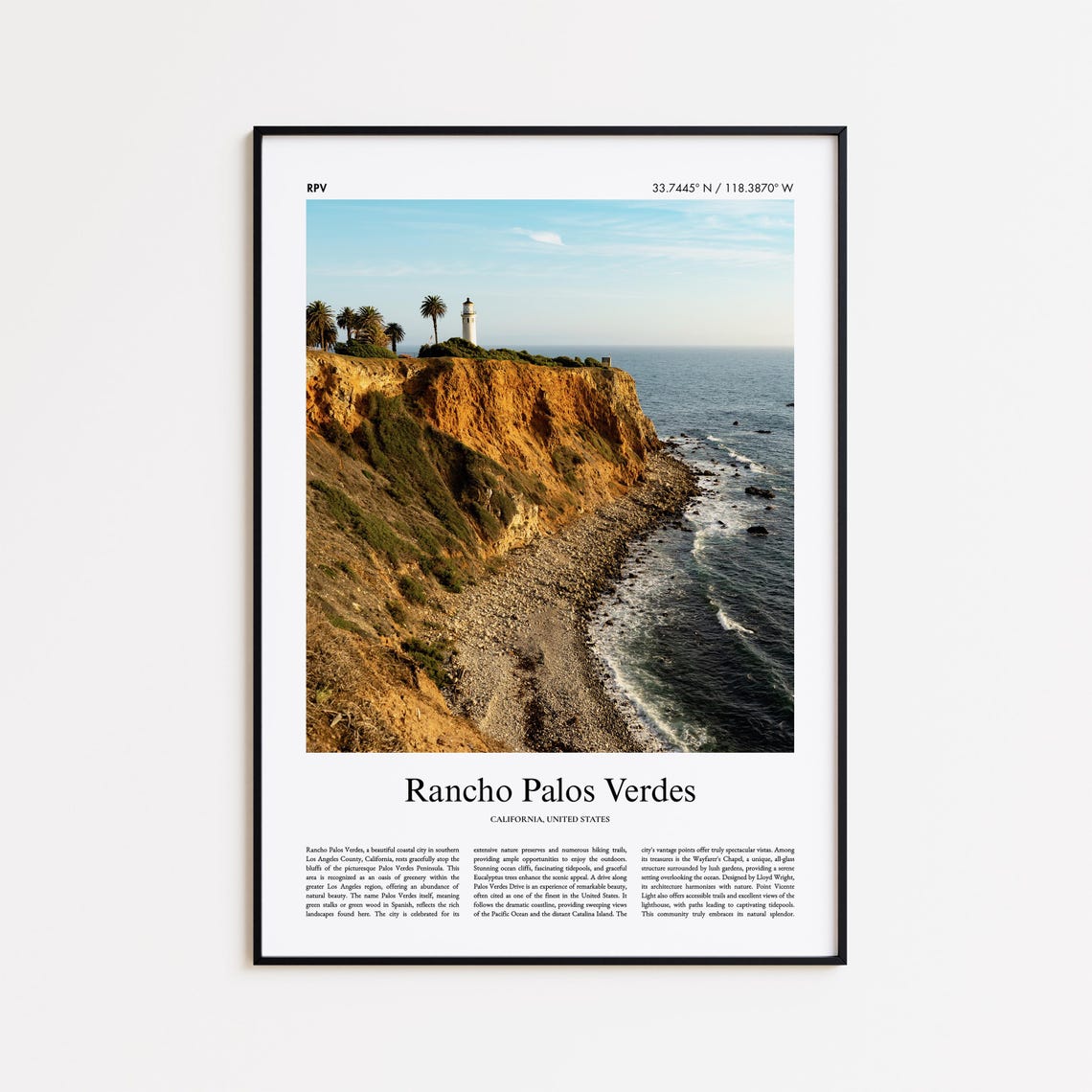 Rancho Palos Verdes California Lighthouse Cliffs Ocean View Poster
