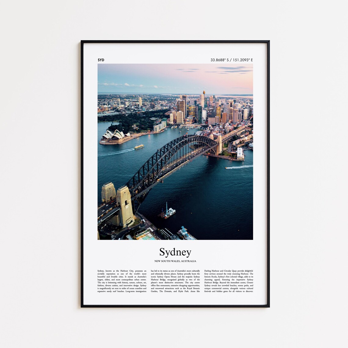 Sydney Australia Harbour Bridge Opera House Dusk View Poster