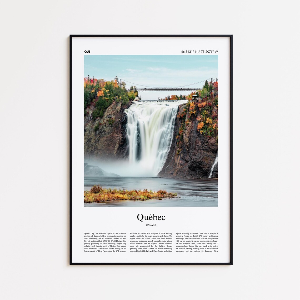 Québec Canada Tall Autumn Montmorency Falls Real Photo Poster