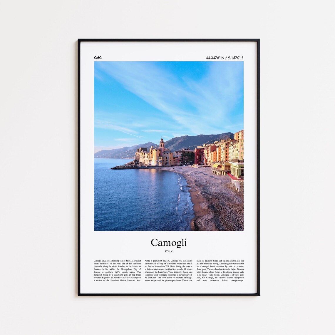 Camogli Italy Colorful Seaside Village Beach Sunset Travel Poster