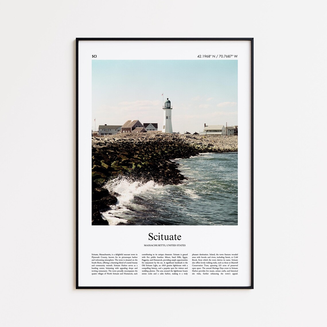Scituate Massachusetts Lighthouse Coast Travel Photography Poster