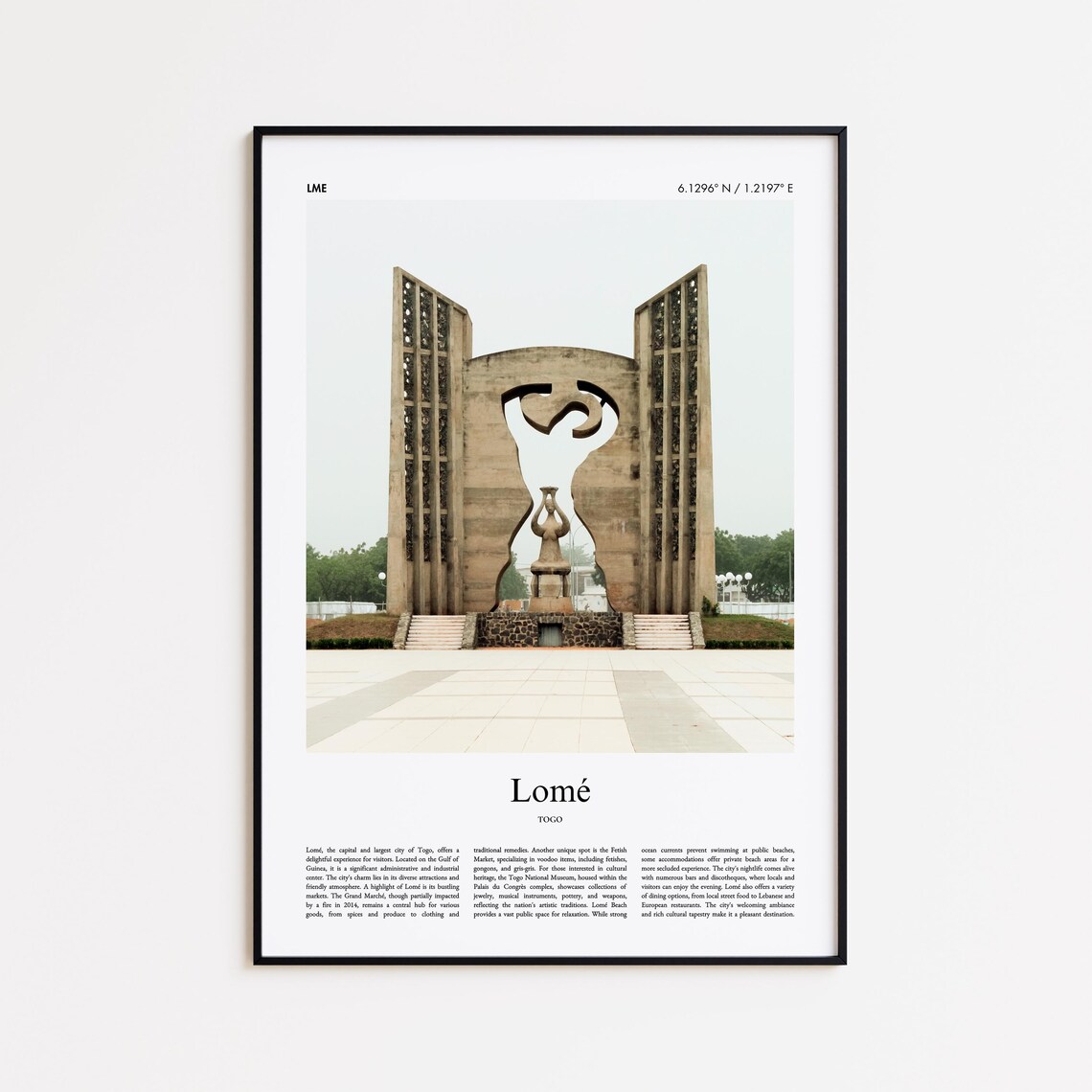 Lome Independence Monument Togo West Africa City Travel Poster