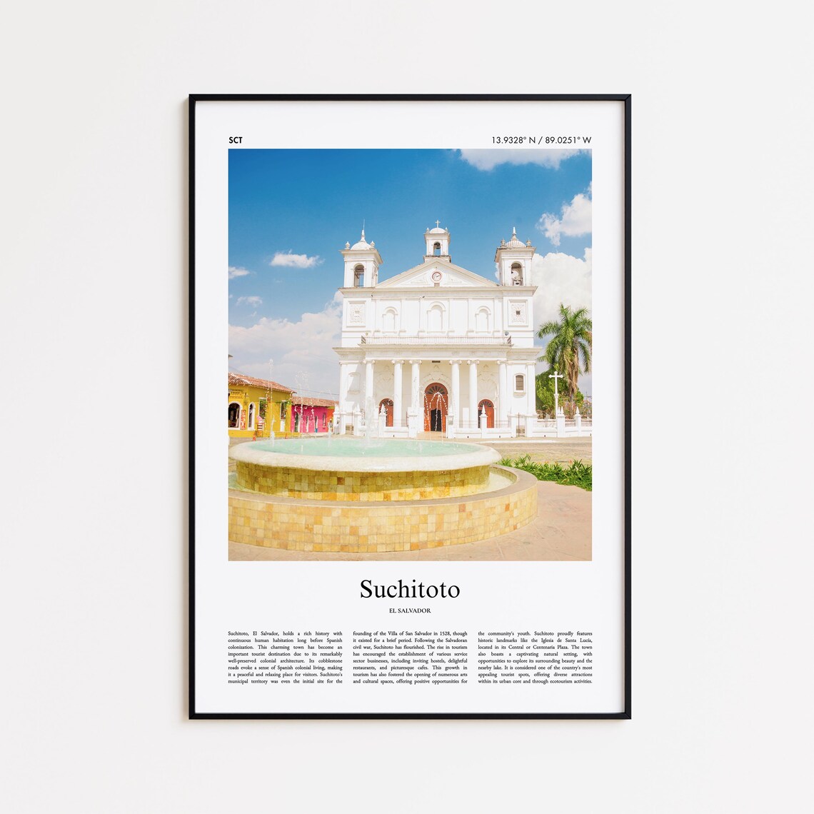 Suchitoto El Salvador Colonial Church Color Travel Photo Poster