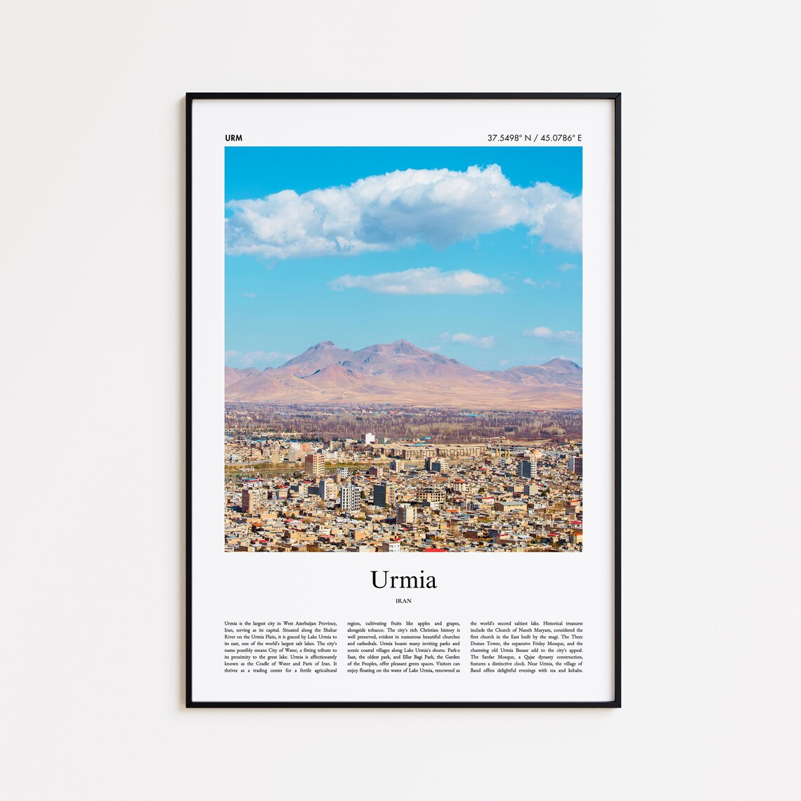 Urmia Mountain Cityscape Panorama Iran Valley City Photo Poster