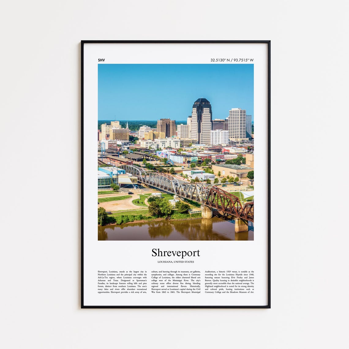 Shreveport Color Print Real Photo Poster Travel Gift Louisiana United States Usa Wall Art