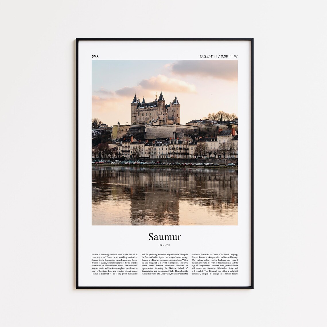 Saumur France Château Riverside Sunset Reflection Photo Poster