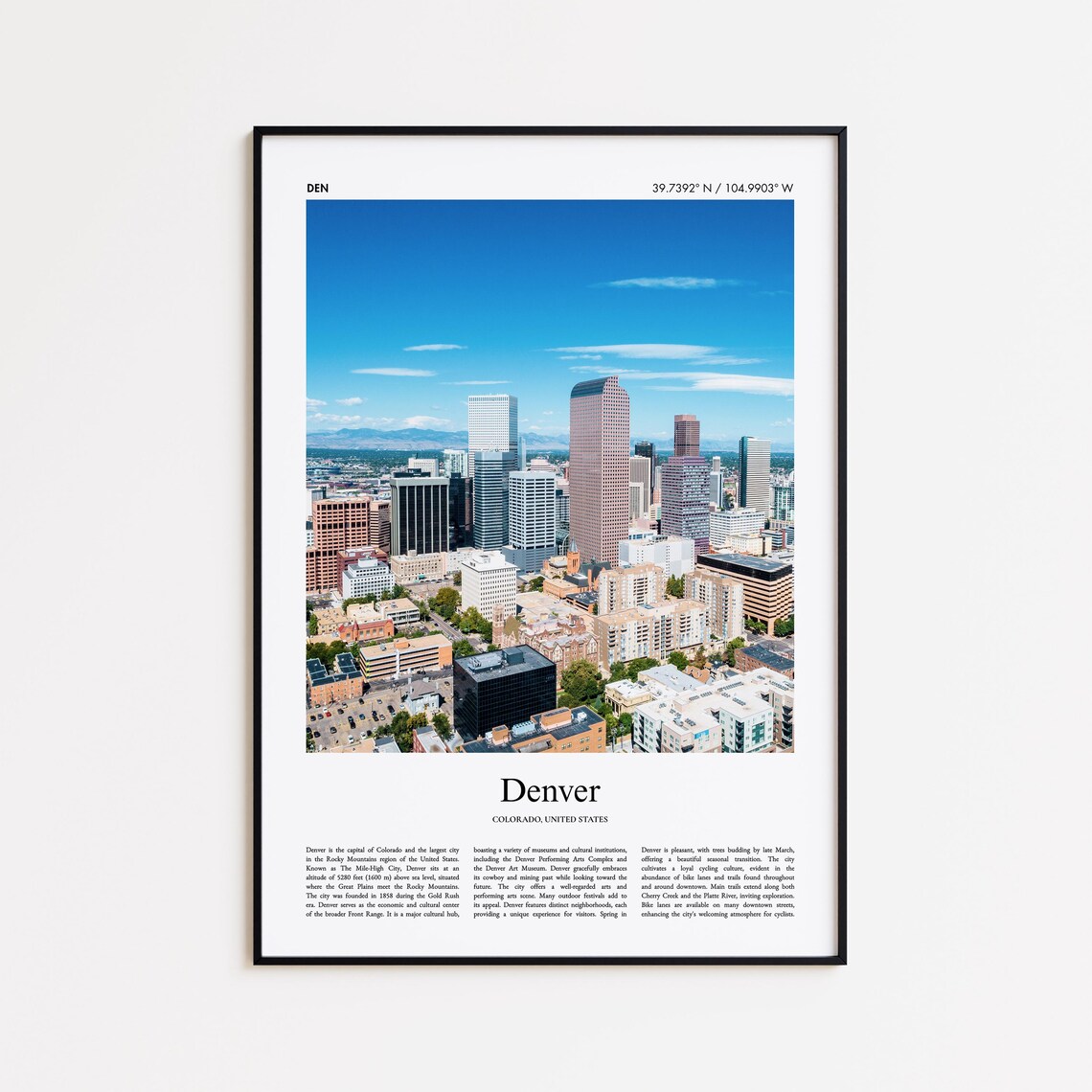 Denver Colorado Downtown Skyline Rocky View Color Travel Photo Poster