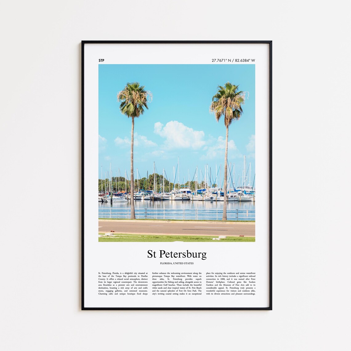 St Petersburg Florida Marina Palms Sailboats Waterfront Photo Poster
