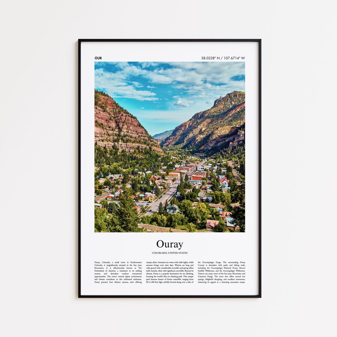 Ouray Color Print Real Photo Poster Travel Gift Colorado United States Usa Minimal City